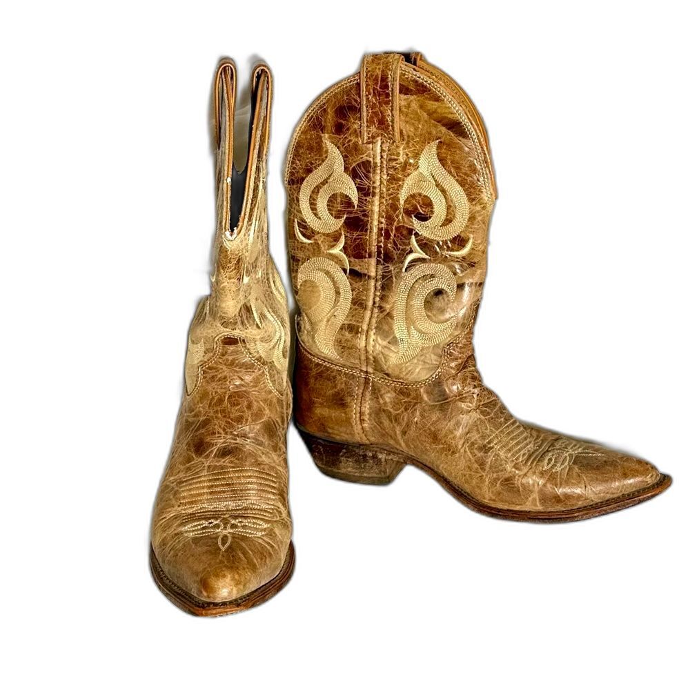 Justin Bent Rail Distressed Western Boot Style BR103 Sz W 8.5 B, M 10 B Puma Tan